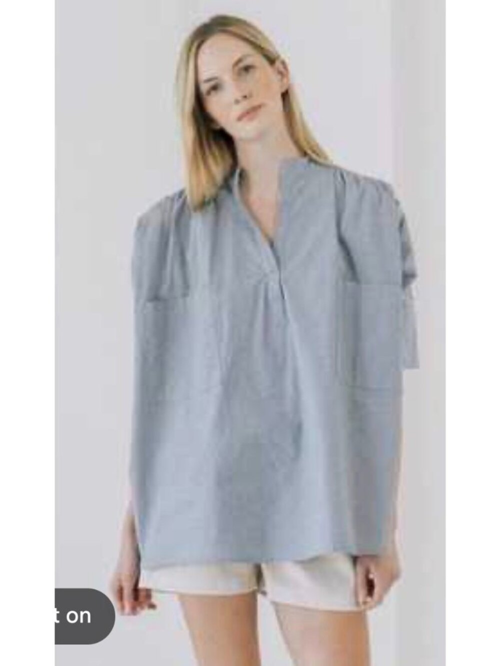 Laude The Label Split Neck Tunic Top Women L-XL Lagenlook Minimalist Quiet Luxur